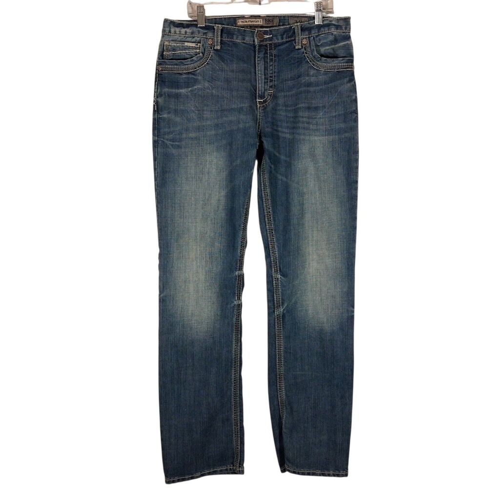 BKE Buckle tyler jeans mens 34L 34x34 blue denim straight leg fit rock ABM23341
